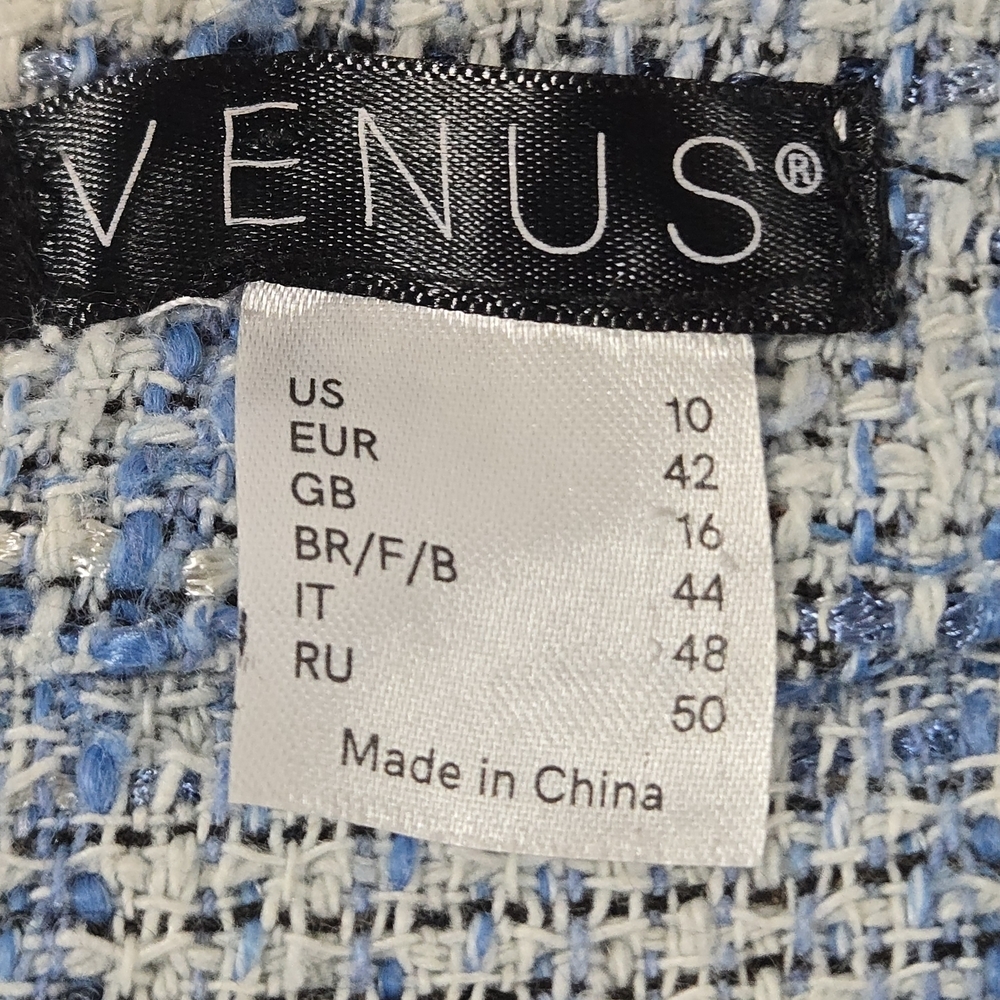 VENUS Blue Denim and Tweed Jacket Vintage Feminine Festival - Picture 12 of 13